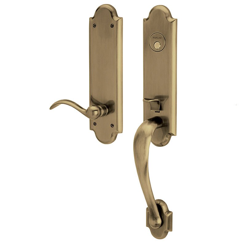 3/4 Escutcheon Right Handed Full Dummy Handleset with Beavertail Lever in Satin Brass & Black