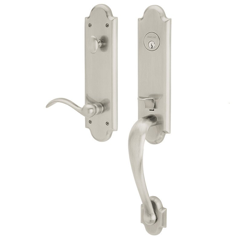 3/4 Escutcheon Right Handed Single Cylinder Handleset with Beavertail Lever in Lifetime PVD Polished Nickel