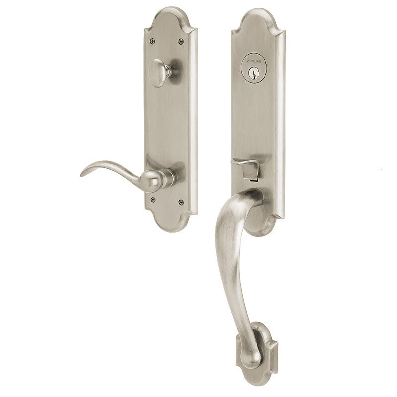 3/4 Escutcheon Right Handed Single Cylinder Handleset with Beavertail Lever in Lifetime PVD Satin Nickel