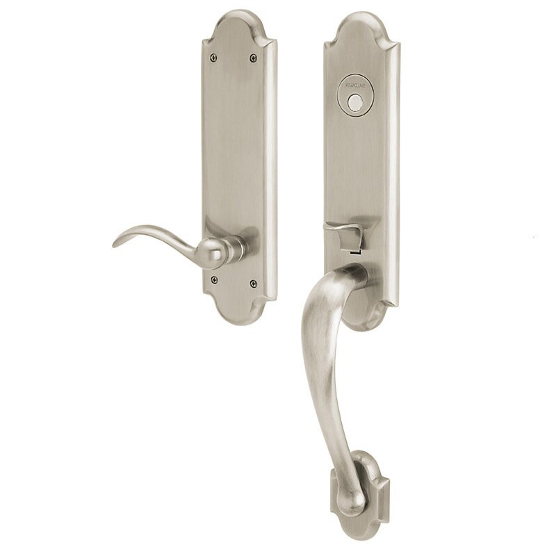 3/4 Escutcheon Right Handed Full Dummy Handleset with Beavertail Lever in Satin Nickel