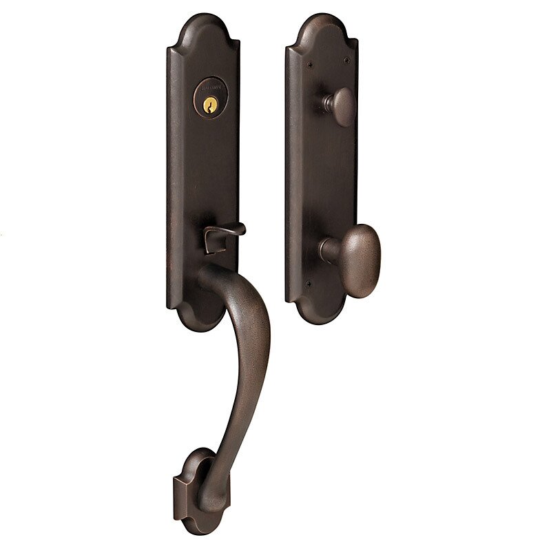 3/4 Escutcheon Single Cylinder Handleset with Oval Knob in Distressed Oil Rubbed Bronze
