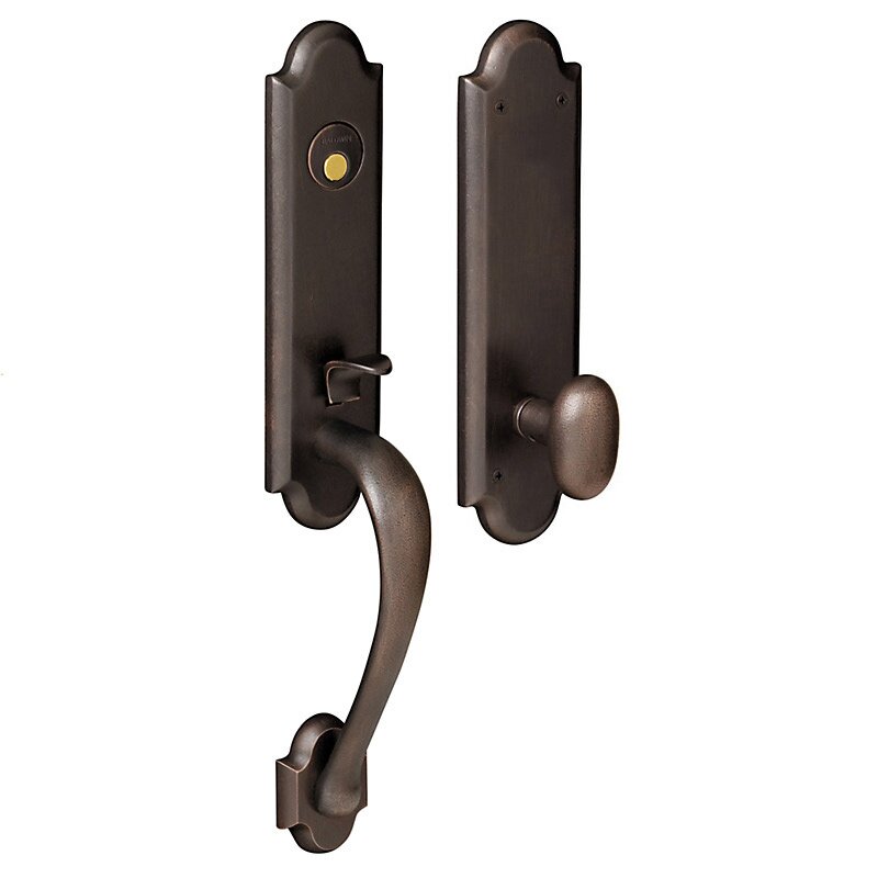 3/4 Escutcheon Full Dummy Handleset with Oval Knob in Distressed Oil Rubbed Bronze