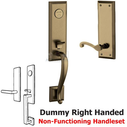 Escutcheon Right Handed Full Dummy Handleset with Classic Lever in Satin Brass & Black