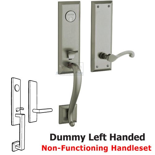Escutcheon Left Handed Full Dummy Handleset with Classic Lever in Antique Nickel