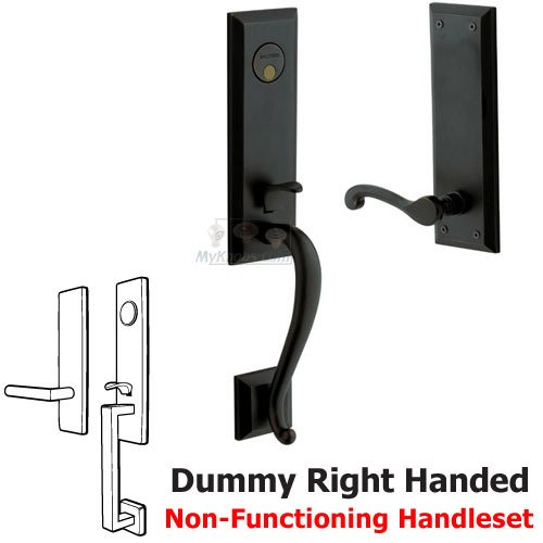 Escutcheon Right Handed Full Dummy Handleset with Classic Lever in Satin Black