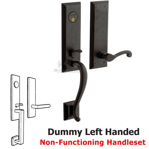 Escutcheon Left Handed Full Dummy Handleset with Classic Lever in Distressed Oil Rubbed Bronze