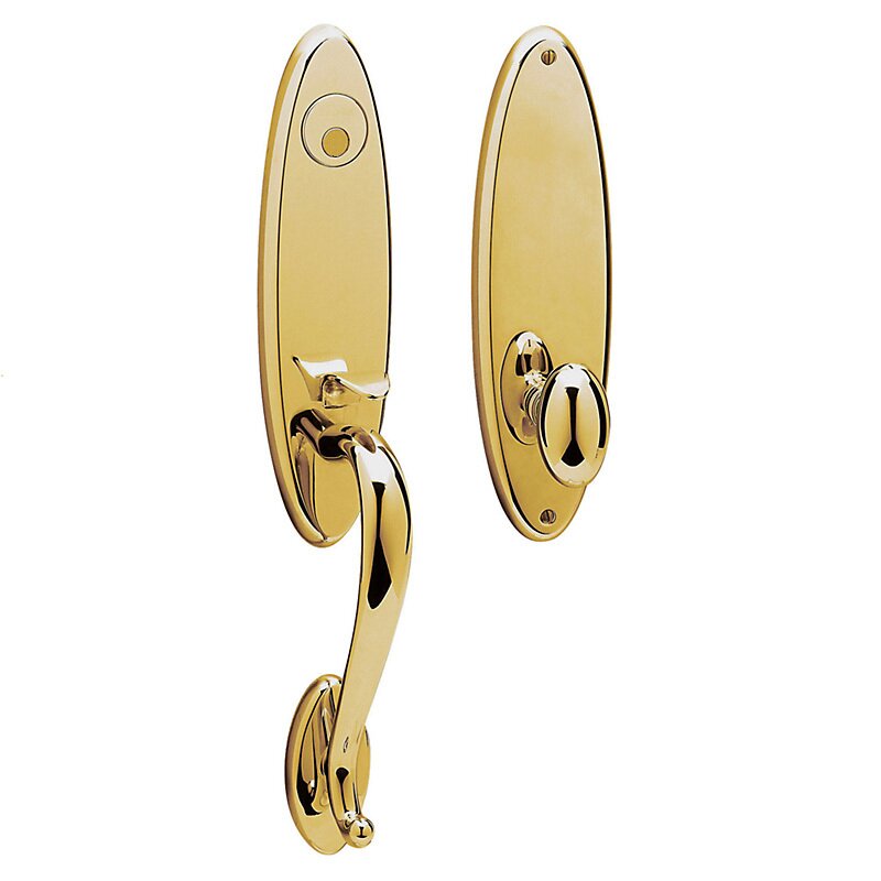 Escutcheon Full Dummy Handleset with Egg Knob in Lifetime PVD Polished Brass