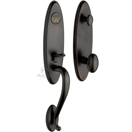 Escutcheon Single Cylinder Handleset with Egg Knob in Oil Rubbed Bronze