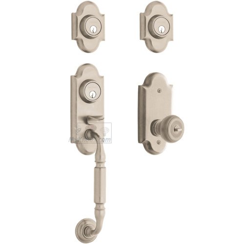 Two Point Double Cylinder Handleset with Colonial Knob in Lifetime PVD Satin Nickel