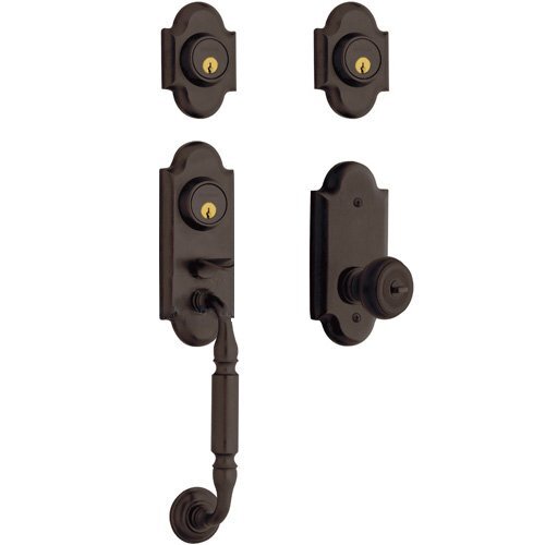 Two Point Double Cylinder Handleset with Colonial Knob in Venetian Bronze