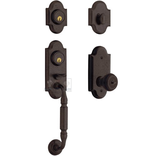 Two Point Single Cylinder Handleset with Colonial Knob in Distressed Venetian Bronze