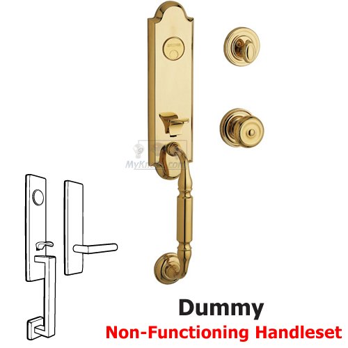 Escutcheon Full Dummy Handleset with Colonial Knob in Lifetime PVD Polished Brass