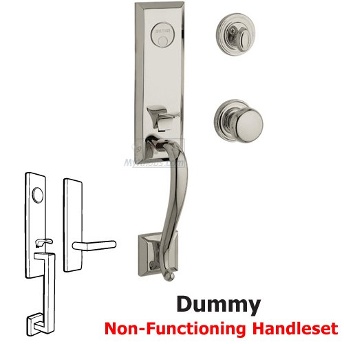 Escutcheon Full Dummy Handleset with Classic Knob in Lifetime PVD Polished Nickel