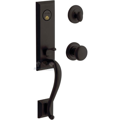 Escutcheon Single Cylinder Handleset with Classic Knob in Oil Rubbed Bronze