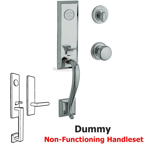 Escutcheon Full Dummy Handleset with Classic Knob in Polished Chrome