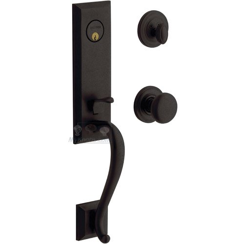 Escutcheon Single Cylinder Handleset with Classic Knob in Distressed Oil Rubbed Bronze