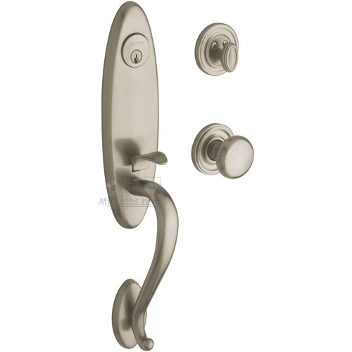 Escutcheon Single Cylinder Handleset with Classic Knob in Lifetime PVD Satin Nickel