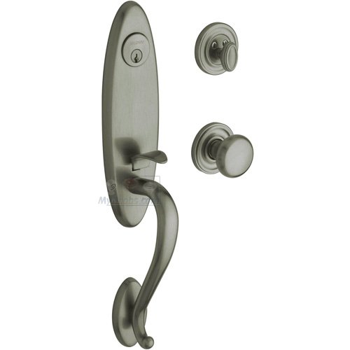 Escutcheon Single Cylinder Handleset with Classic Knob in Antique Nickel