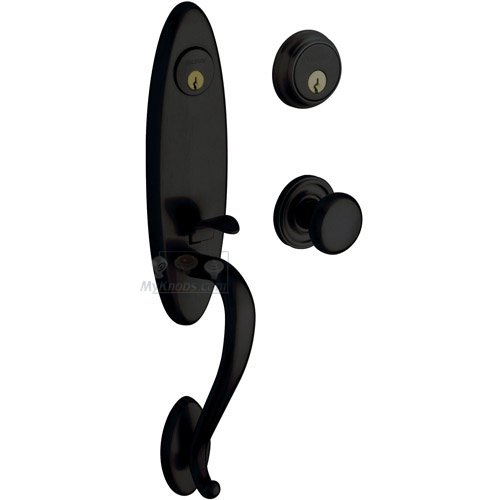 Escutcheon Double Cylinder Handleset with Classic Knob in Satin Black
