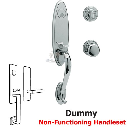 Escutcheon Full Dummy Handleset with Classic Knob in Polished Chrome