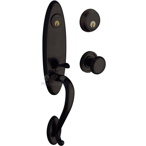 Escutcheon Double Cylinder Handleset with Classic Knob in Distressed Oil Rubbed Bronze