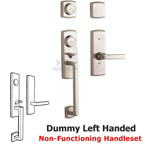 Two Point Left Handed Full Dummy Handleset with Lever in Satin Nickel