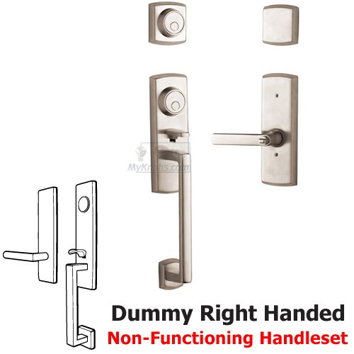Two Point Right Handed Full Dummy Handleset with Lever in Satin Nickel