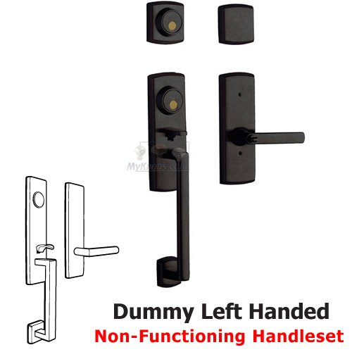Two Point Left Handed Full Dummy Handleset with Lever in Distressed Oil Rubbed Bronze