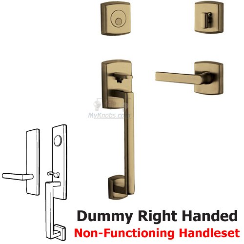 Sectional Right Handed Full Dummy Handleset with Lever in Satin Brass & Black