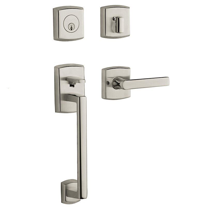 Sectional Left Handed Single Cylinder Handleset with Lever in Lifetime PVD Polished Nickel