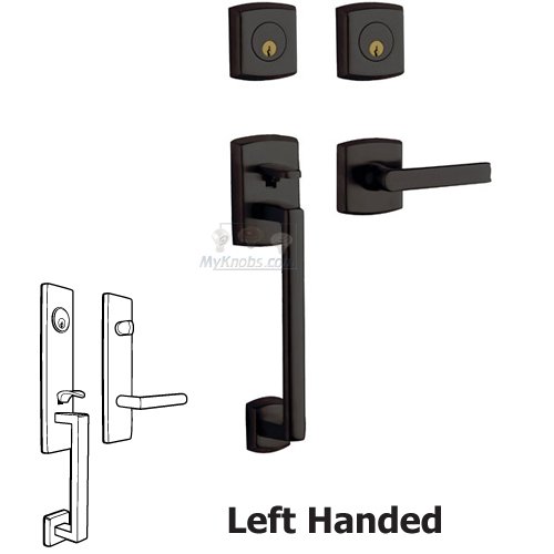 Sectional Left Handed Double Cylinder Handleset with Lever in Oil Rubbed Bronze