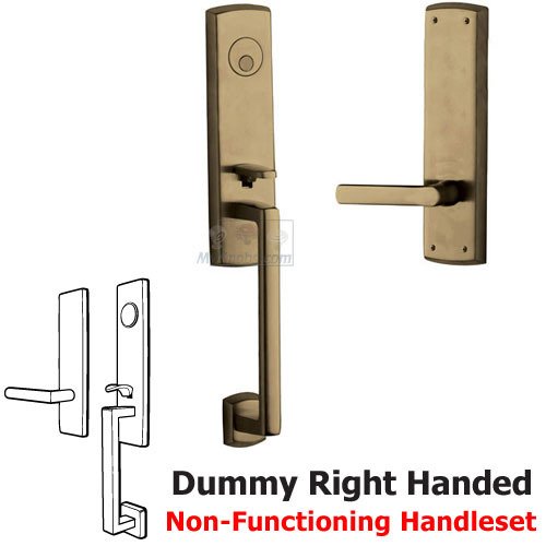 Escutcheon Right Handed Full Dummy Handleset with Lever in Satin Brass & Black