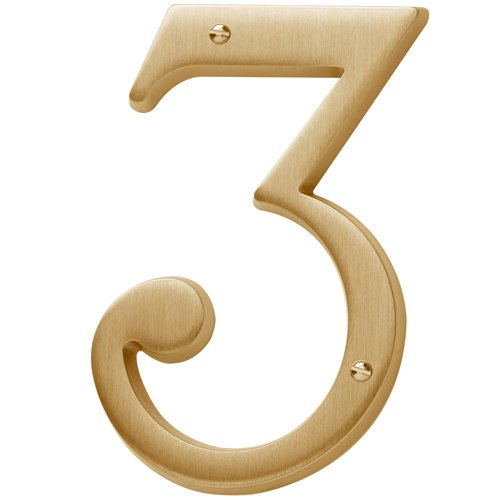 #3 House Number in PVD Lifetime Satin Brass