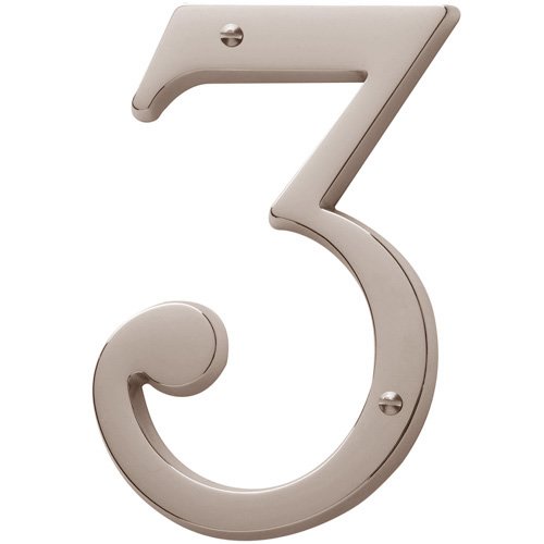 #3 House Number in Lifetime PVD Polished Nickel