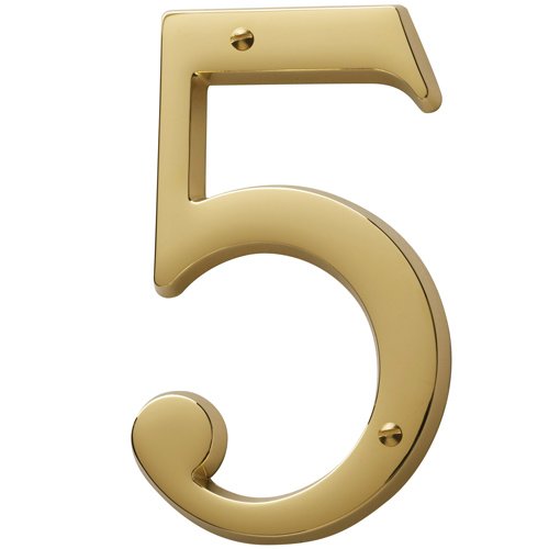 #5 House Number in Unlacquered Brass