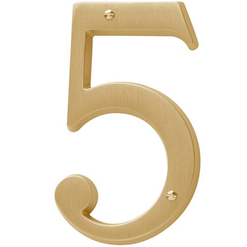 #5 House Number in PVD Lifetime Satin Brass