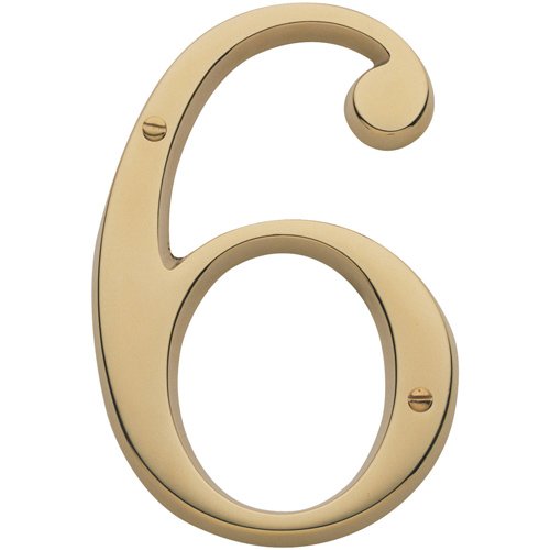 #6 House Number in Unlacquered Brass