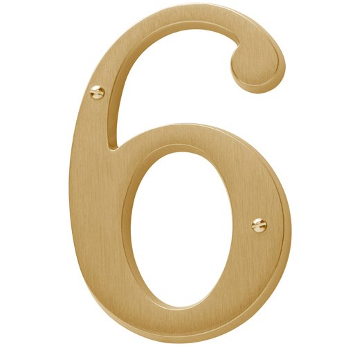 #6 House Number in PVD Lifetime Satin Brass
