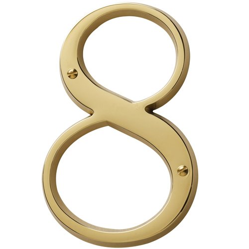 #8 House Number in Unlacquered Brass