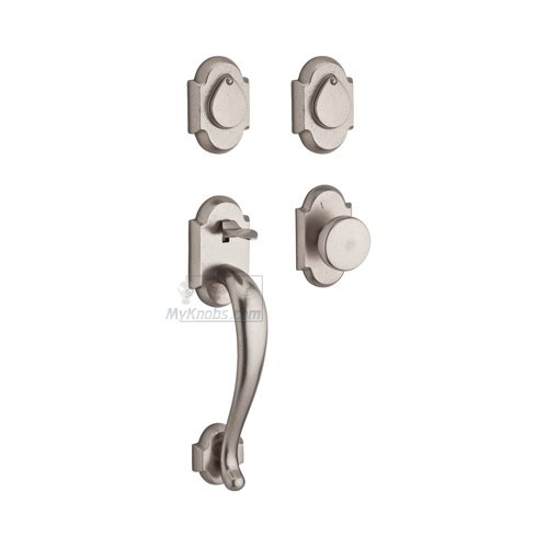 Double Cylinder Handleset with Rustic Knob in White Bronze