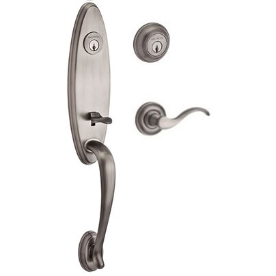 Left Handed Double Cylinder Handleset with Curve Lever in Matte Antique Nickel