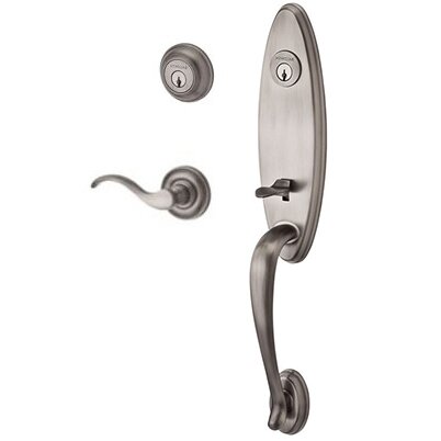 Right Handed Double Cylinder Handleset with Curve Lever in Matte Antique Nickel