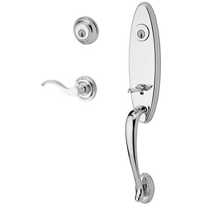 Right Handed Double Cylinder Handleset with Curve Lever in Polished Chrome