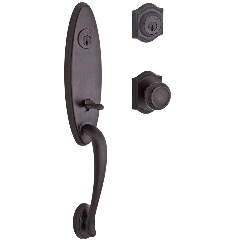 Handleset with Traditional Knob and Traditional Arch Rose in Venetian Bronze