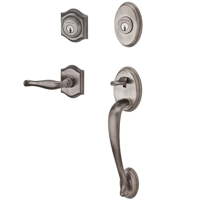 Handleset with Right Handed Decorative Lever and Traditional Arch Rose in Matte Antique Nickel
