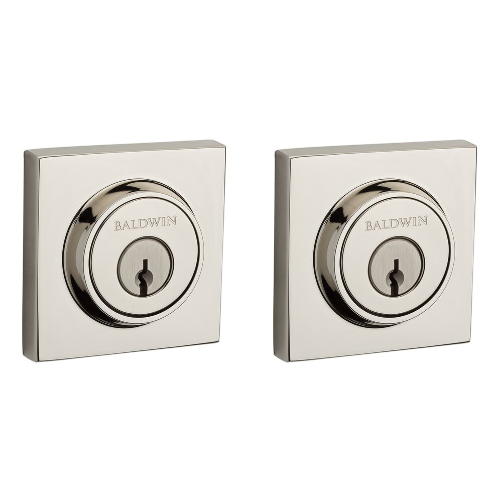 Double Cylinder Square Deadbolt in Lifetime Pvd Polished Nickel