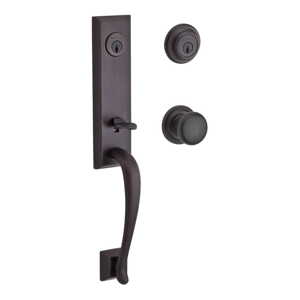 Handleset with Round Knob and Traditional Round Rose in Venetian Bronze