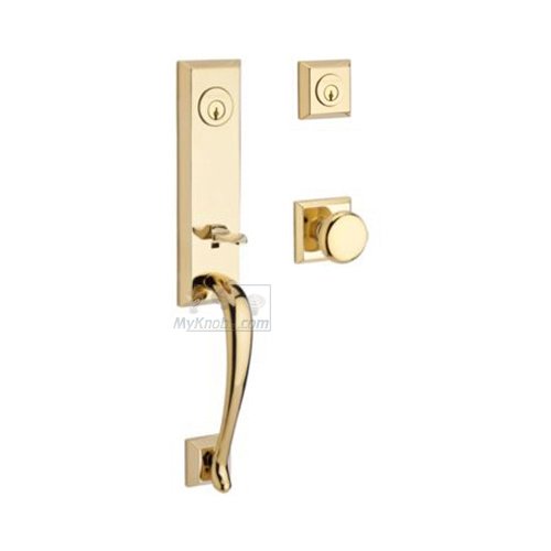 Double Cylinder Handleset with Round Knob in Polished Brass
