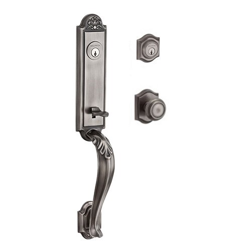 Double Cylinder Handleset with Traditional Knob in Matte Antique Nickel
