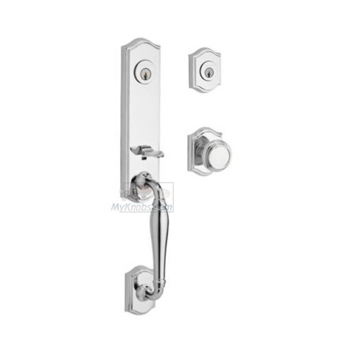 Double Cylinder Handleset with Traditional Knob in Polished Chrome